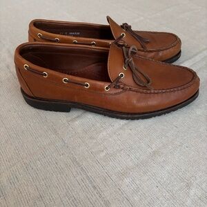 Allen Edmonds Vermont Boat Shoes Brown Leather Moc Toe Loafers Lace Men Size 11
